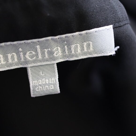 Daniel Rainn Black Cap Sleeve Button And Eyelet Blouse LG - Picture 11 of 12